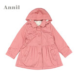 安奈儿女童装冬季款 正品 双层中长款棉风衣外套大衣AG445462