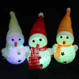 圣诞雪人LED水晶灯 圣诞老人布偶 圣诞节发光娃娃 圣诞七彩小夜灯
