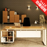 厦门办公家具新款时尚钢木老板办公桌大班台主管桌经理桌简约现代