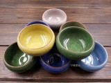 色彩个性冰裂纹玻璃釉陶瓷碗 美容托盘spa装饰器皿spa碟/精油碗碟