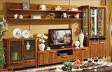 中式木质电视柜餐边柜酒柜宜家柚木色宜家客厅家具挂吊影视家具