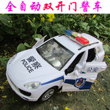 新款电动万向音乐警车玩具模型 男孩电动汽车巴士警察巡逻车玩具