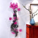 走廊卧室温馨田园创意背景墙贴纸贴亚克力玄关蔷薇花3D水晶立体墙