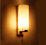 新款实木铁艺床头灯壁灯客厅创意led卧室过道楼梯橡木玻璃壁灯