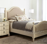 美式乡村实木床法式象牙白布艺床欧式双人床婚床简约现代实木床