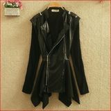 2016春秋女装新款韩版黑色pu短款外套修身长袖小皮衣中长款女