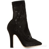 美国正品代购Dolce & Gabbana杜嘉班纳女鞋黑色蕾丝高跟短靴