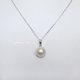 天然淡水珍珠 纯银镀铂金 珍珠吊坠项链 11-12mm 正圆无瑕强光