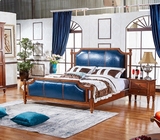 美式实木床 法式双人床中式 卧室实木真皮床 1.5米1.8米1.35床