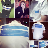 夏装新款韩国ulzzang原宿古着蓝色电脑鼠标文件男女生短袖衬衫 潮
