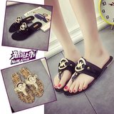 New Summer Flat Sandals Metal Women's Shoes Flip-flop Shoes