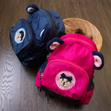 韩版韩国绒耳朵小熊双肩包1-3岁可爱防滑带胸扣儿童幼儿园书包
