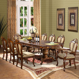 欧式餐桌椅组合 实木加长高档餐台餐桌椅套装 餐厅桌椅实木拉台