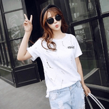 夏日小清新款日韩式原单品牌女装精品纯色打底衫短袖T恤中长T恤衫