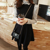 2015秋裙韩版冬季连衣裙长袖修身加厚女式假两件衬衣领中长款加绒