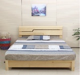 特价2人原木拼板床包邮简约现代实白色松木床成双单人床可定制