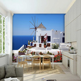 无缝大型无缝壁画 地中海海景3D电视卧室背景墙壁纸立体墙纸风景