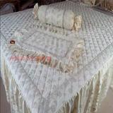 聚鑫源品牌高档玫瑰床盖三件套定做贵妃地炕罩垫蕾丝公主婚房床品
