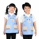 定做韩版绘画儿童围裙无袖卡通蓝色大象可爱亲子围裙印字LOGO定制