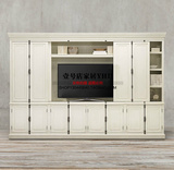 美式法式实木电视柜组合书柜 简约现代橡木组合柜 欧式高档视听柜