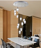 创意个性三头吊线亚克力水滴椭圆形LED餐吊灯楼梯咖啡厅吧台灯具