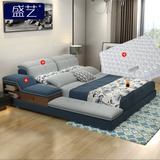 盛艺 现代简约软床 布艺床榻榻米 可拆洗1.8米小户型双人床带储物