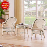 欧式藤椅三件套真藤椅子现代简约老板椅茶几组合扶手会议藤椅子
