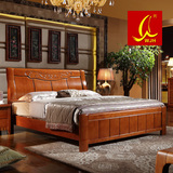 望家辉 全实木床现代简约双人床中式雕花橡木1.8米婚床大床