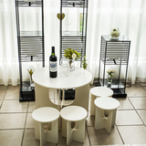 欧式小户型阳台桌椅现代简约白色咖啡桌椅创意小圆桌茶几椅子组合