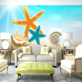 大型壁画 电视背景墙纸 壁纸 客厅卧室婚庆墙现代简约海滩 贝壳