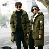 2015冬季新款韩版中长款修身羽绒棉大衣男女军旅风情侣装外套连帽