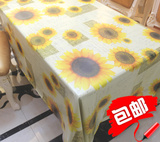 热卖经典美式乡村款正方形桌布塑料免洗隔热防水彩色花好看向日葵