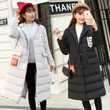 韩国2015冬装新款韩版气质中长款羽绒棉服字母外套加厚茧形棉衣女
