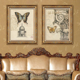 建筑蝴蝶 美式欧式餐厅卧室书房有框画壁画挂画墙画客厅装饰画