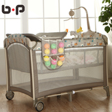 出口双层可折叠婴儿床宝宝BB游戏床儿童床婴幼儿园床便携式旅行床