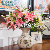 芮诗凯诗 美式陶瓷花瓶花艺客厅卧室餐桌花瓶摆件装饰品仿真花