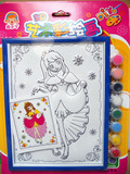 丑小丫新款 DIY 3D艺术彩绘画 凹凸画 水彩画 配8色颜料 10套包邮