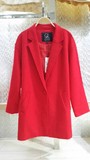 专柜正品拉夏贝尔旗下拉贝缇14年冬款羊毛正红色大衣10006479-699