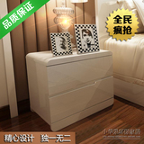 简约现代白色烤漆榻榻米床头柜板式宜家卧室韩式双人床储物柜定制