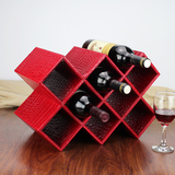 丽然时尚创意红酒架格子 摆件欧式酒柜工艺品8格 装饰葡萄酒架木