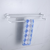 淘金币大促浴室太空铝55-80cm双层毛巾架浴室挂壁擦手巾挂环实用