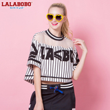 LALABOBO套装T恤2015夏季新款宽松街头休闲LABO字母短袖套装