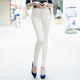 IT代购2016春季韩国新款韩版修身显瘦高腰弹力品牌小脚牛仔女裤