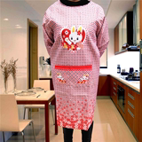 非纯棉可爱卡通长袖成人罩衣女士韩版羽绒衣服罩非棉厨房画画围裙