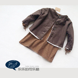韩国ZUKI** 童装 女童50%羊毛呢料加绒棕色短款宽松外套