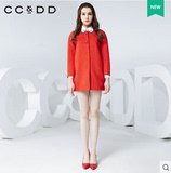 CCDD2016春装新款专柜正品女羊毛混纺绣花茧形呢子大衣通勤外套
