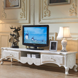 欧式大理石电视柜茶几组合客厅新款法式家具白色烤漆实木雕花2米