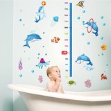 海豚身高贴可移除儿童房过道玄关幼儿园创意防水墙贴宝宝量身高尺