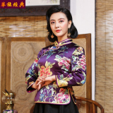 真丝旗袍上衣女 桑蚕丝夹棉唐装女春装新款外套棉袄中式改良汉服