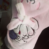 ﹢MC定制﹢原宿pink软妹汎长兔耳朵和服暗黑珊瑚绒毛球外套卫衣+
